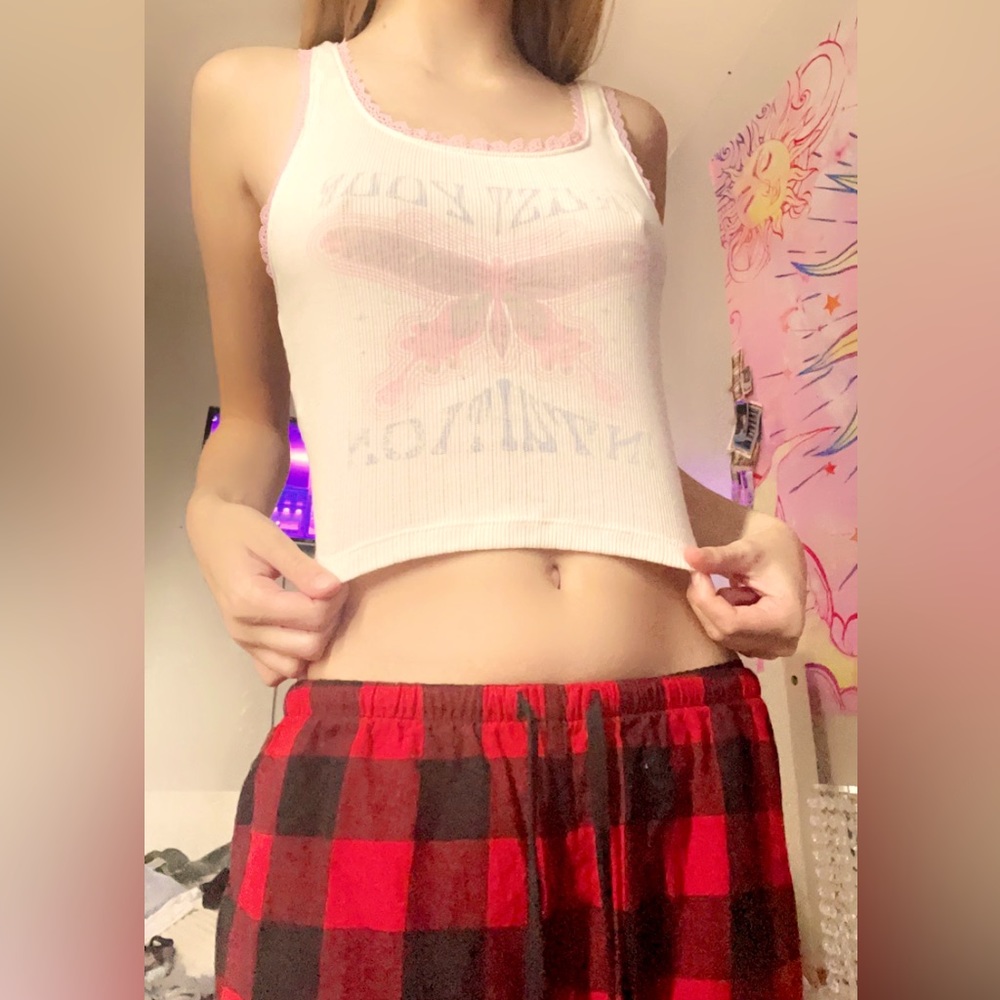 Trust Your Intuition butterfly laced crop top
